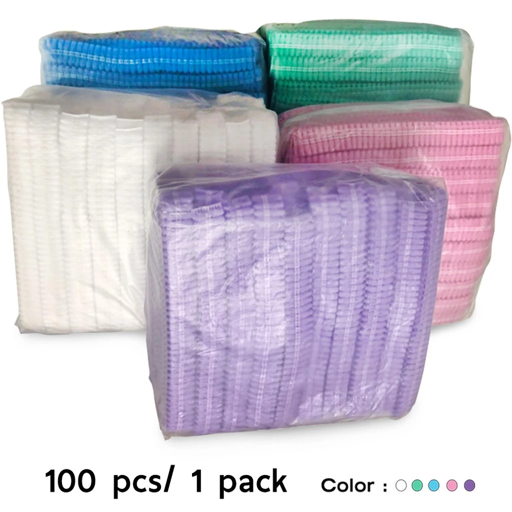 หมวกคลุมผม หมวกตัวหนอน (แพค 50/100 ชิ้น) ขนาด19นิ้ว 4 สี วัสดุใยสังเคราะห์
