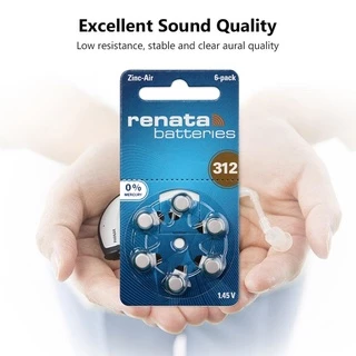 [แท้100% รุ่นใหม่] ถ่านเครื่องช่วยฟัง Renata 312 (PR41) แพ็ค 6 ก้อน