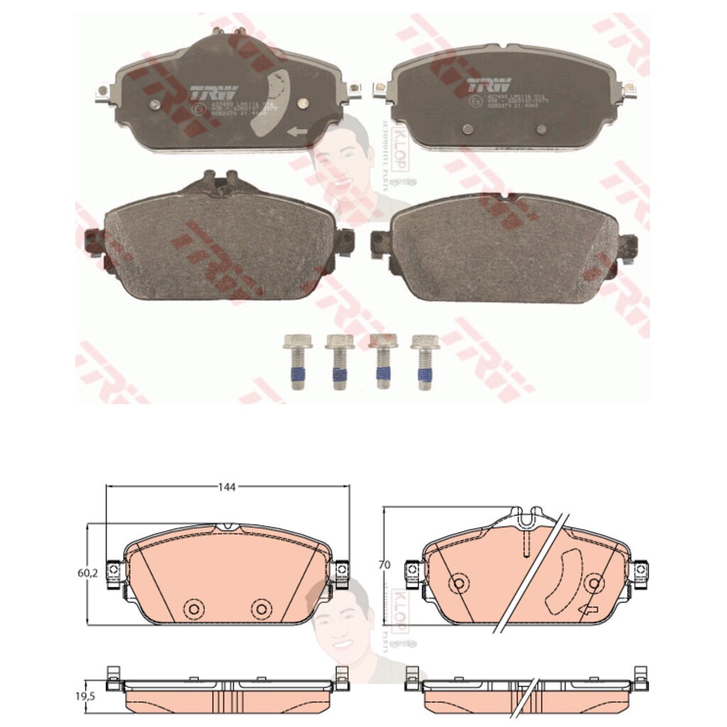 GDB2070 ผ้าเบรค-หน้า(TRW) (เนื้อผ้า COTEC) BENZ C-CLASS C180 (W205) 1.6L 2WD 13-> /BENZ E-CLASS E220