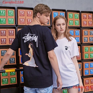 【ผ้าฝ้ายแท้】Carelin1188 New STUSSY เสื้อยืดคอกลมแขนสั้นลําลองทรงหลวมสําหรับผู้ชายและผู้หญิง 2022 sale