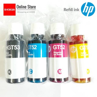 HP หมึกอิงค์เจ็ท ***ไม่มีกล่อง**** ชนิดเติม HP GT53/GT52 สำหรับเครื่องพิมพ์อิงค์เจ็ท HP หมึกแท้ คมชัดทุกงานพิมพ์