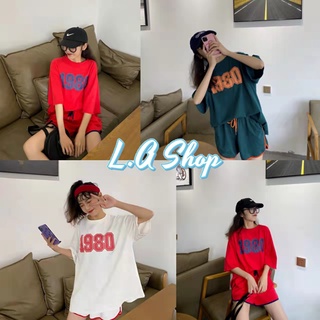 L.A Shop  พร้อมส่ง ชุดเซ็ท เสื้อยืดแขนสั้นคอกลม+กางเกงขาสั้น 2 สีสวยมาก " DX-9474" 07