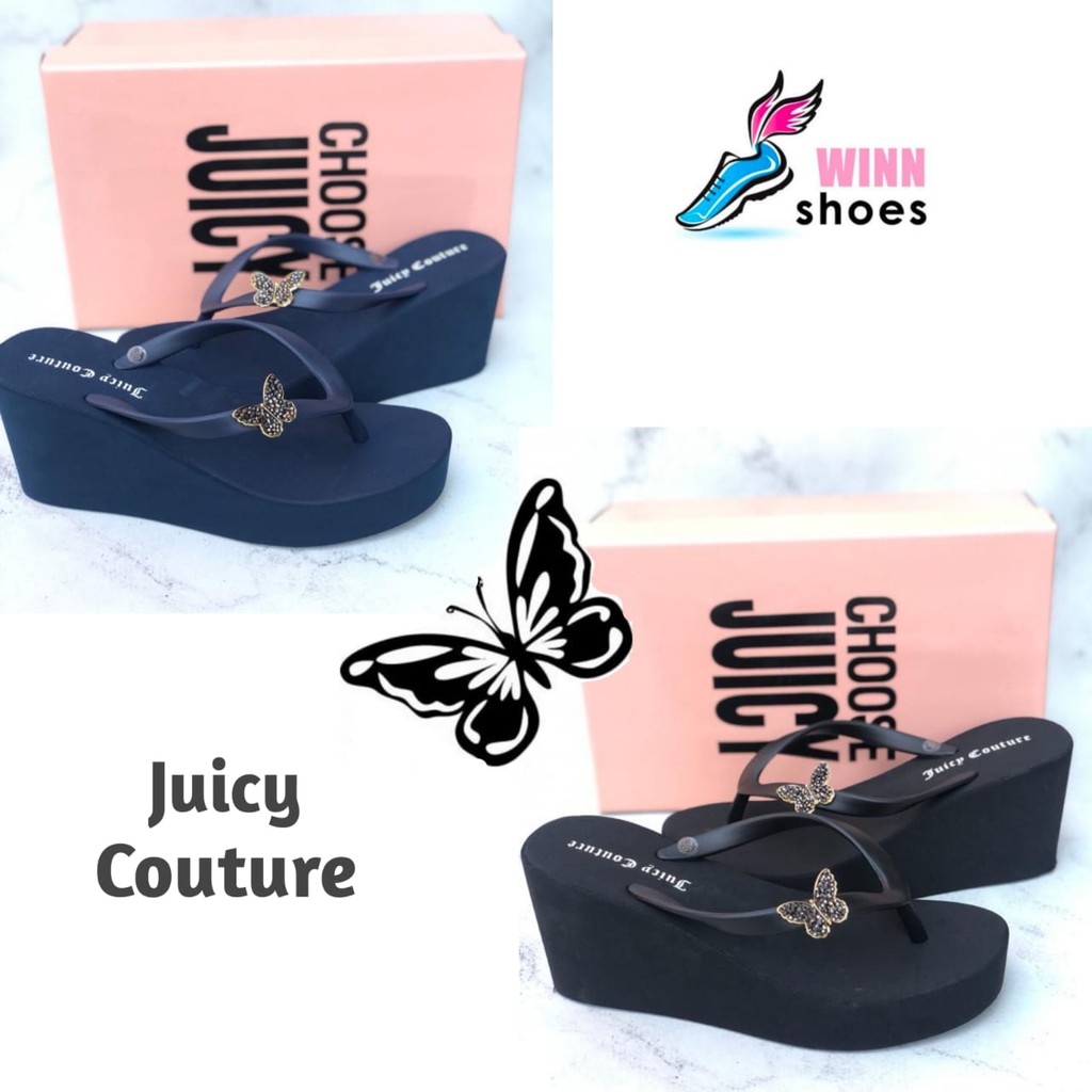 Juicy Couture Butterfly Womens Wedge Sandals Platform Heel Flip Flops HD673