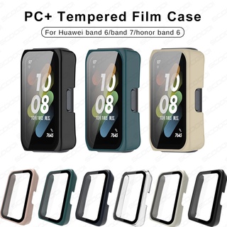 Pc เคส ป้องกันหน้าจอ กระจก สําหรับ Huawei Band 7 6 Pro / Honor Band6 เต็มตัว แข็ง PC เคส กระจกนิรภัย แบบเต็ม ฟิล์มป้องกัน