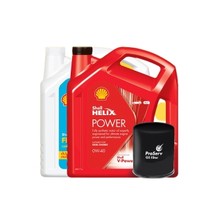 [eService] SHELL แพ็กเกจเปลี่ยนถ่ายน้ำมันเครื่องสังเคราะห์แท้ Helix Power ดีเซล 0W-40 (6 ลิตร)+Flushing Oil+Oil filter