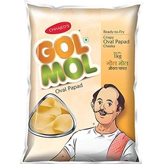 PANI PURI Frylo Ready-to-Fry Multigrain Golmol Oval Papads, Rich in Fiber, Less Oily, 1kg