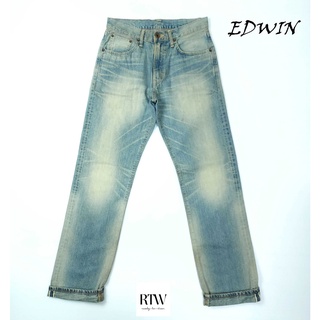 ยีนส์ริมแดง Selvedge Edwin เอว 31 เฟดสีสนิม ผ้าด้าน ขากระบอก Made in Japan