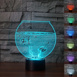 Fishbowl โคมไฟตั้งโต๊ะ อะคริลิค LED ไล่โทนสี รูปปลาทอง 7 สี สําหรับตกแต่งบ้าน