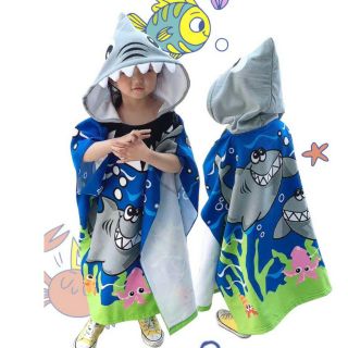 Cartoon hood towel ผ้าขนหนูอาบน้ำเส้นใยโพลีเอสเตอร์ลายการ์ตูนสําหรับเด็ก เป็นทั้งผ้าเช็ดตัวและชุมคลุมอาบน้ำ