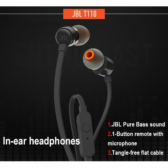 JBL Inear with Mic. T110 Black แท้100 gothicbuycheaper ThaiPick