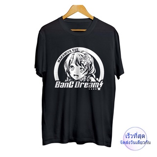 ผู้ชาย เสื้อยืดผ้าฝ้าย 100% พิมพ์ลายเกม EVE WAKAMIYA สีพาสเทล BANG DREAM สไตล์ญี่ปุ่น ยุค 30