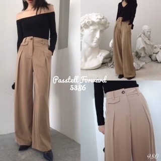 Korea high waist trousers  รุ่นใหม่เนื้อผ้าดีเลิศ ใส่ทรงสวย เอวสูง กระเป๋าหน้า แบบเกร๋