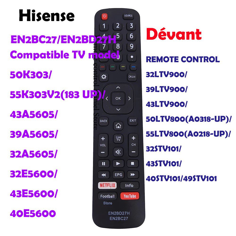 Devant Hisense Dévant EN2BC27 EN2H27 EN2H27HS EN2BD27H สมาร์ททีวีรีโมทคอนโทรลสําหรับ LCD TV รีโมทคอน
