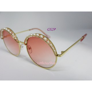 แว่นตา GAMT Round Sunglasses Pearl Mosaic - Pink กรอบทองประดับมุก เลนส์ไล่ระดับสีชมพู ของแท้