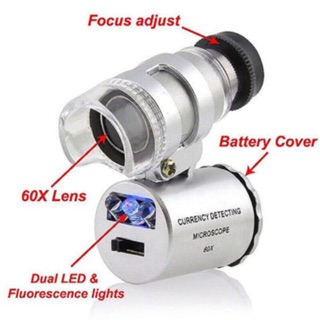 กล้องจุลทรรศน์จิ๋วขนาดพกพา  กำลังขยาย60เท่า  Mini Microscope 60x