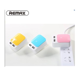 Remax   ที่ชาร์ตแบตโทรศัพท์มือถือ หัวชาร์จ 2 ช่อง  สีฟ้า