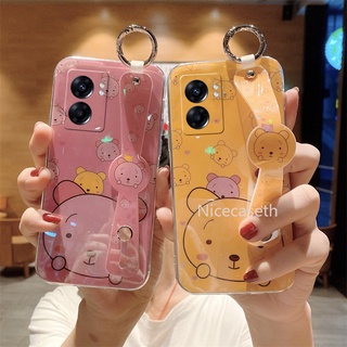 New เคสโทรศัพท OPPO A77 5G A57 A96 A76 4G Reno7 Z 7 Pro 5G เคส Cartoon Colorful Casing Soft Phone Case with Wristband Holder Stand Phone Protective Cover