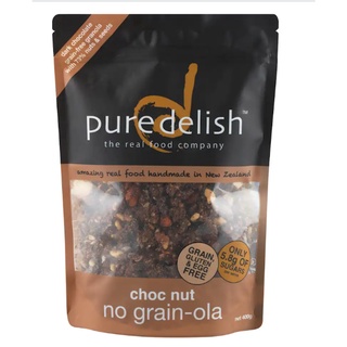 Pure Delish Choc Nut No grain-ola 400g อาหาร เครื่องดื่ม อาหารเช้า ซีเรียล  ผลิตภัณฑ์ทาขนมปัง  กราโนล่า ช็อคโกแล็ต