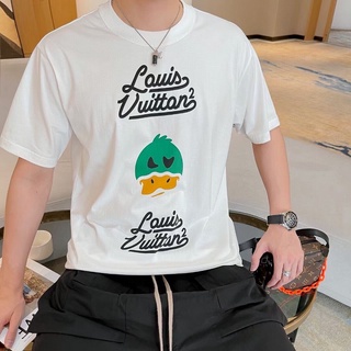 8677 ใหม่ เสื้อยืดคอกลม แขนสั้น พิมพ์ลายเป็ด สไตล์ยุโรป สําหรับผู้ชาย และผู้หญิงS-5XL