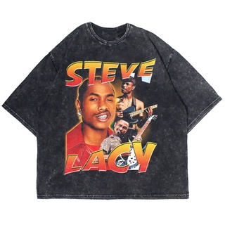 เสื้อยืดแขนสั้น ขนาดใหญ่ พิมพ์ลาย STEVE LACY WASHING VINTAGE (เสื้อยืดซักผ้า)