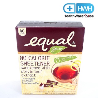 Equal Stevia 40 ซอง อิควล สตีเวีย หญ้าหวาน ใช้แทนน้ำตาล ให้พลังงาน 0 แคลอรี่ 40 ซอง