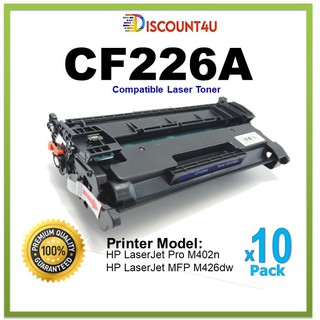 ***Pack10***Discount4U ..ตลับหมึกเลเซอร์เทียบเท่า TonerHP CF226A 226A 26A For HP LaserJet M402d/M402n/M402dn/M402dw/M426