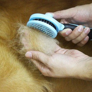 แปรงหวีขนสัตว์ มีปุ่มดันขนออก แปรงขนหมา แปรงขนสุนัข Pet Hair Comb Dog Cat Hair Brush