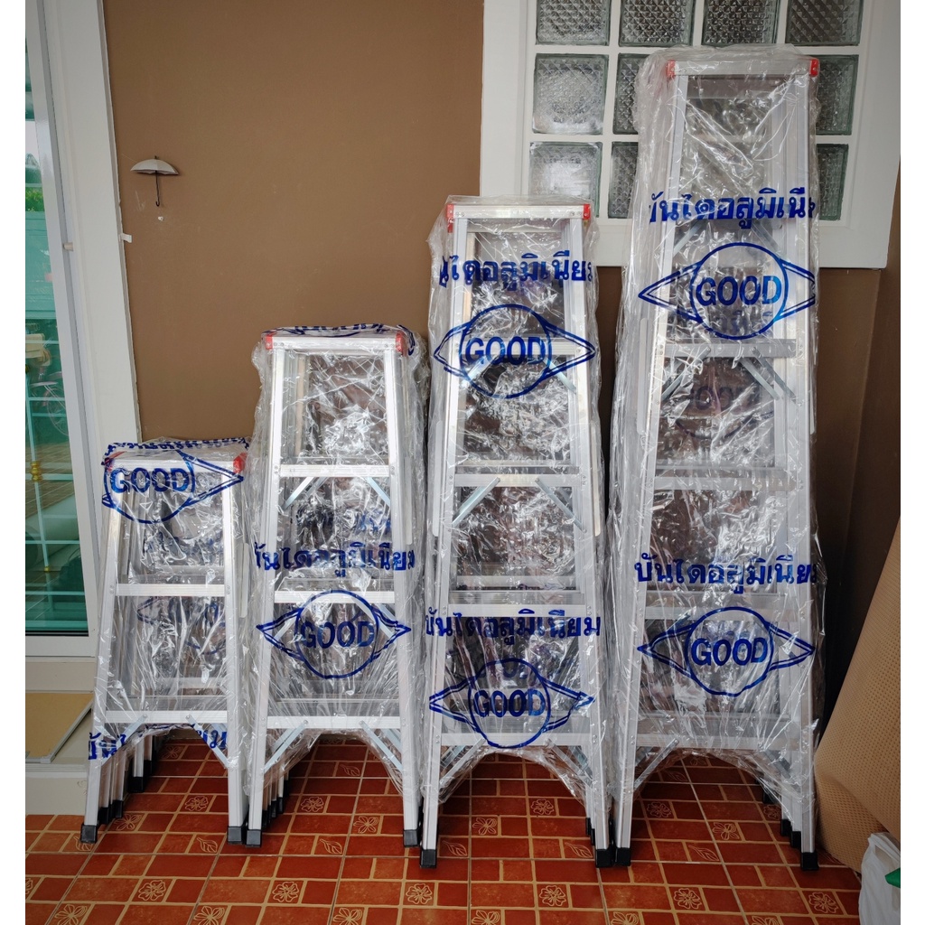 บันไดอลูมิเนียม 3-7 ขั้น แบบขึ้น 1 และ 2 ทาง เก็บขอบเรียบร้อย