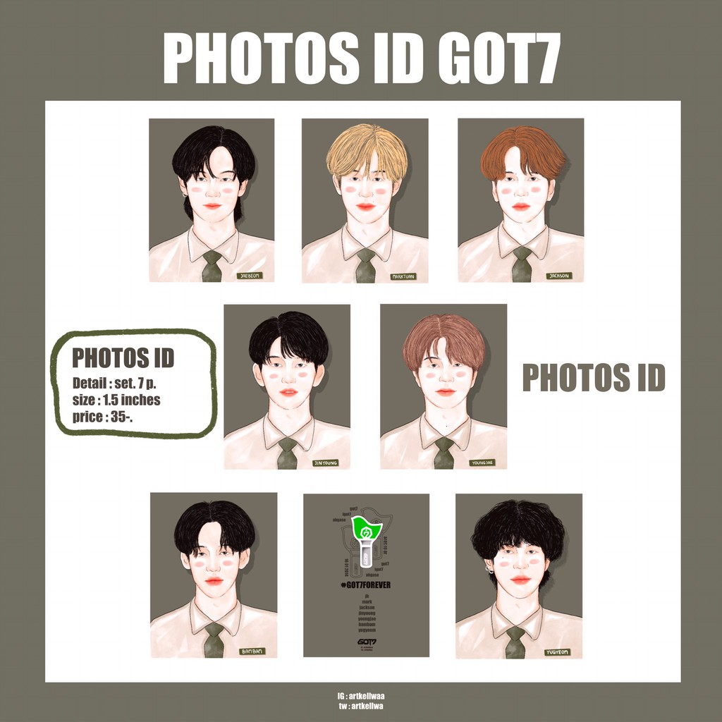 artkellwa รูปติดบัตร ขนาด 1.5 นิ้ว PHOTOS ID GOT7