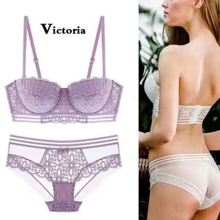 หน้ากาก + กางเกง     Lace Bra and Panty Set