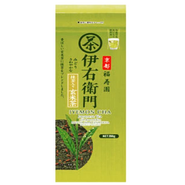 ชาเขียวข้าวคั่ว Iyemon Genmaicha Tea Leaf with Matcha 200g .ชนิดใบชงผ่านเครื่องชงชา (EXP01.2022)