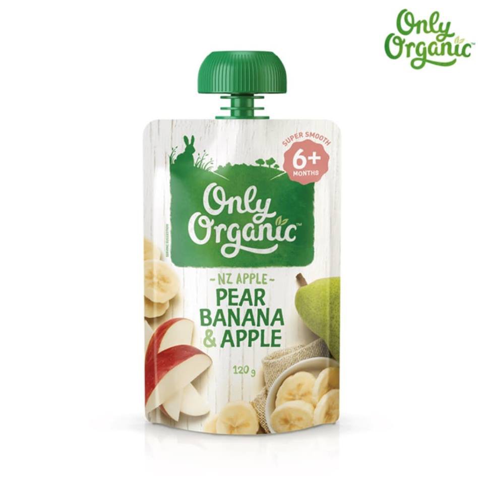 Only Organic แพร์ กล้วย & แอปเปิ้ล , Organic Baby Foods 6+ Months