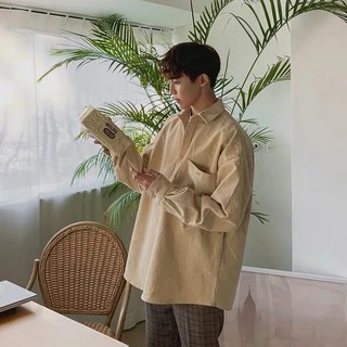 Cicishop(พร้อมส่ง)เสื้อเชิ้ตผู้ชายแขนยาวผ้าลูกฟูหนา ใส่แบบเท่ห์ๆ(633-1)