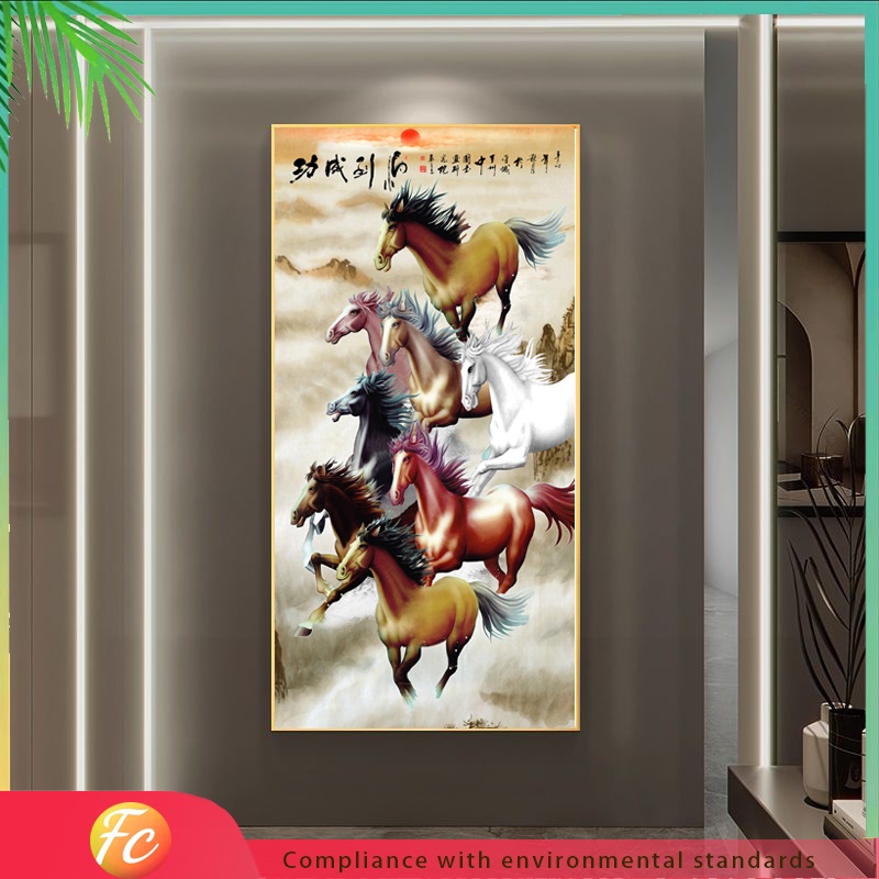 ❤FangCun❤ม้า 8 ตัว ม้ามงคล 8 ตัว ม้ามงคล รูปมงคลม้า 8 ตัว กรอบใหญ่ ภาพม้า 8 ตัวมงคล รูป ม้า มงคล 8 ต