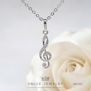 สร้อยคอพร้อมจี้ ประดับคริสตัลแท้ ลายกุญแจซอล Melody ขนาดพอเห…