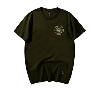 เสื้อยืดผู้ เสื้อยืด พิมพ์ลายโลโก้ Dtf Stoneisland Army สีดํา และสีขาว สําหรับผู้ชาย ไซซ์ M L XL S-5XL