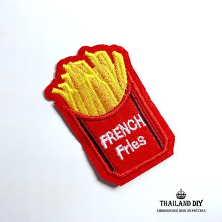 [ ตัวรีดเฟรนฟราย เฟรนช์ฟรายส์ ลาย การ์ตูน อาหาร ]  French fries Patch งานปัก DIY ตัวรีด อาร์ม ติดเสื้อ กางเกง กระเป๋า