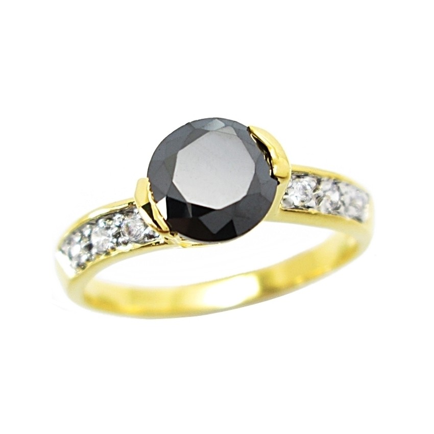 แหวนสำหรับผู้หญิง  พลอยสีนิล ประดับเพชร เพชร cz ชุบทอง แหวน cz แท้ชุบทอง แหวนชุบทองไม่ลอก