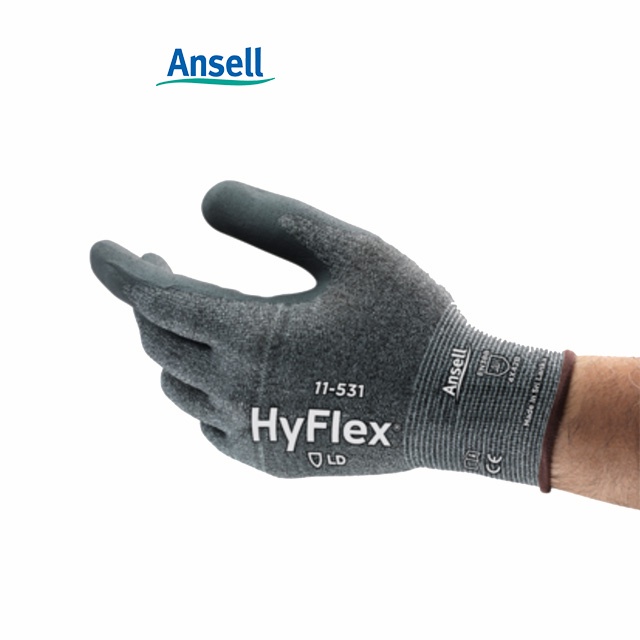 Ansell HyFlex 11-531 ถุงมือทํางานที่ทนทานตัดน้ําหนักเบา