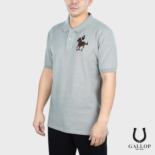 GALLOP : PIQUE POLO SHIRTS เสื้อโปโล ผ้าปิเก้ สีพื้น รุ่น GPP9000 สีเทาอ่อน