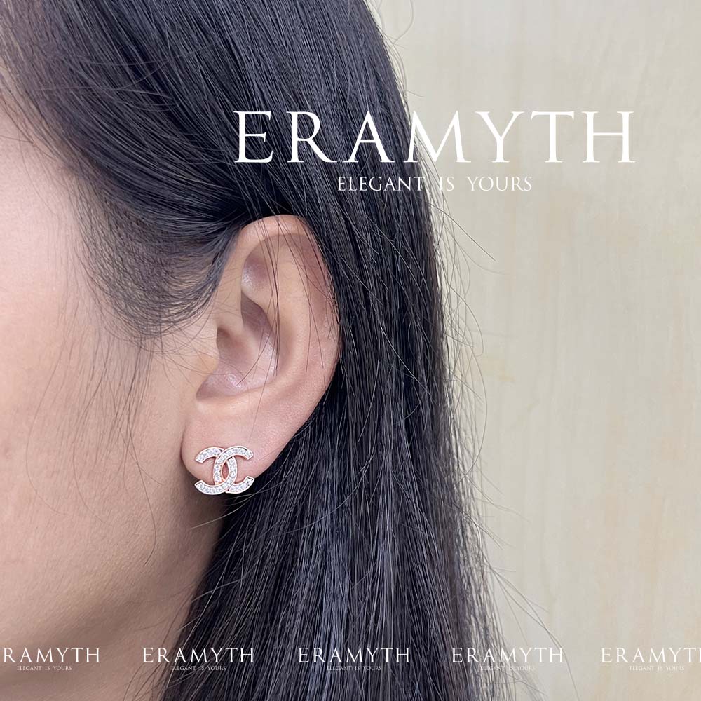 Eramyth jewelry ต่างหู CC เงินแท้92.5 เพชรสวิสCZ งานสวย คุณภาพ สินค้ามาตรฐานส่งออก พร้อมส่ง