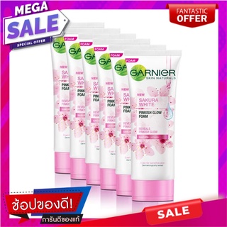 การ์นิเย่ ซากุระ ไวท์ โฟม ขนาด 15 มล. แพ็ค 6 หลอด ผลิตภัณฑ์ดูแลผิวหน้า Garnier Sakura White Foam 15 ml x 6