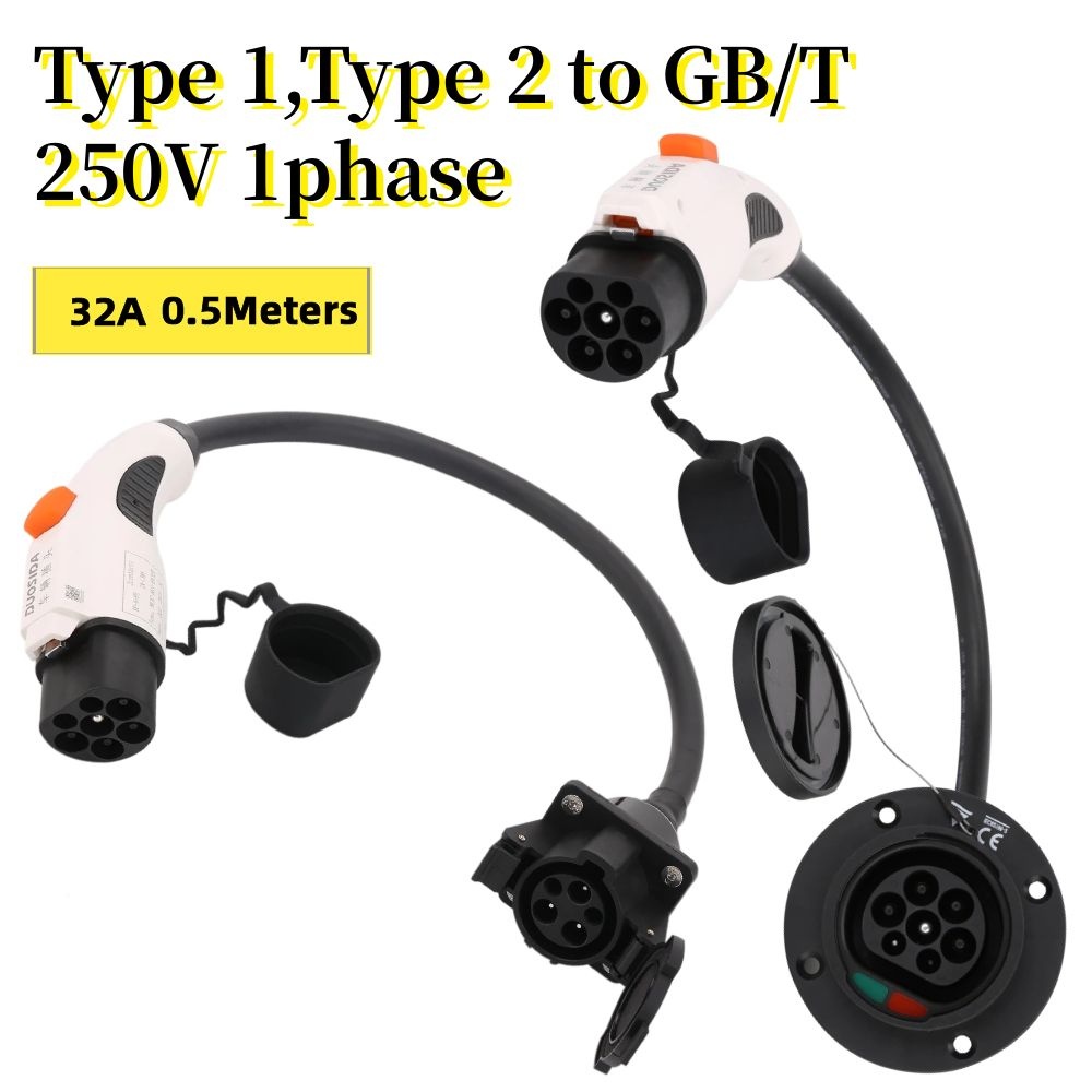 EV Adapter Type 2 To GB/T or J1772 Type 1 To GB/T EV Cable Plug To Socket Charging Adaptor 32A For C