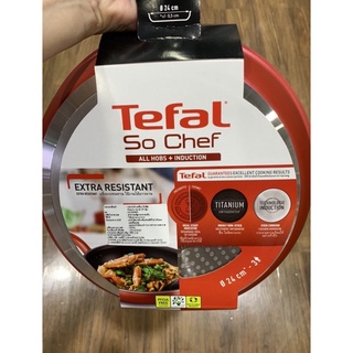 ใหม่Tefal กระทะก้นแบน So Chef ใช้ได้กับเตาทุกประเภท ก้นอินดักชั่น ขนาด 24 ซม. รุ่น G1350495