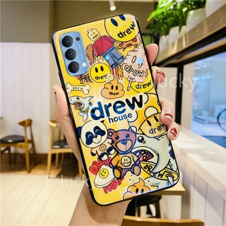 เคสโทรศัพท์ OPPO Reno4 4G Case OPPO Reno4 Pro  NEW Casing Fashion Cartoon Smile Face Blue Light Silicone Soft Phone Case Blu-ray Cover with Jack Hole