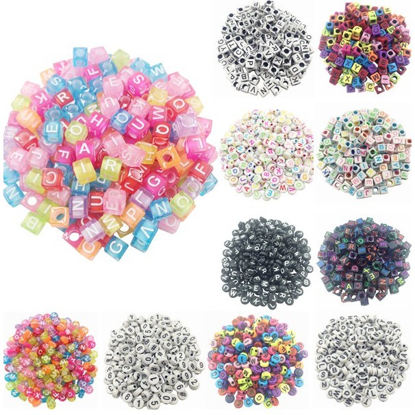 ลูกปัดอะคริลิคแฮนด์เมด สีสันสดใส สำหรับทำสร้อยข้อมือและสร้อยคอ DIY ของขวัญ 100 ชิ้น
