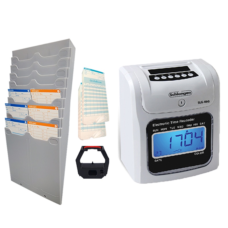 SCHLONGEN Time Recorder เครื่องตอกบัตร ชลองเกน #SLG-690 (รับประกันศูนย์ 2 ปี)(แถมฟรี บัตรตอกเวลา 50 