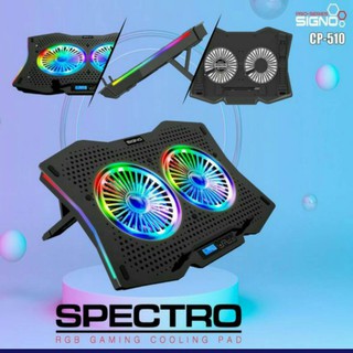 💥2.2🚀ส่งชัวร์ส่งไว🚀SIGNO RGB Gaming Cooling Pad รุ่น SPECTRO CP-510 (Black) (พัดลมระบายความร้อนโน๊ตบุ๊ค)