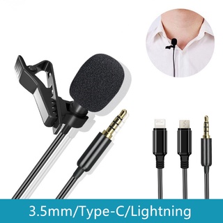 Lavalier ไมโครโฟน ขนาดเล็ก 3.5 มม. USB C Type-C Lightning ASMR สําหรับ i Phone Android