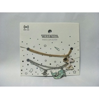 Mermaidสร้อยข้อมือคู่2เลเยอร์จี้นางเงือกTODOMODA